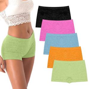 lot 90990 image: R RUXIA Womens Boyshorts Underwear Seamless Boy Shorts Panties Soft Stretch Boxer Briefs 5 Packs(Regular & Plus Size)L
