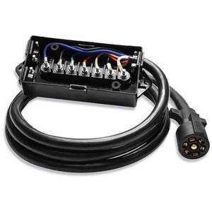 lot 90993 image: OPL5 7 Way Trailer Plug 8 Feet Heavy Duty Inline Trailer Cord with 7 Gang Wiring Junction Box Weatherproof 7 Pin Trailer Wiring Harness for Campers Caravans Food Vans