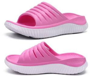 lot 91017 image: KuaiLu Womens Recovery Sandals Comfortable Plantar Fasciitis Arch Support Ladies Orthopedic Running Sport Slides Open Toe Slip On Thick Athletic Cushion Slippers Summer Beach Sandles Pink 9
