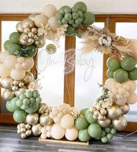 lot 91029 image: Sage Green White Sand Gold Balloons Garland Arch Kit 155pcs Sage Green Sand White Chrome Gold Balloons for Baby Shower Bridal Shower Birthday Engagement Party Decorations