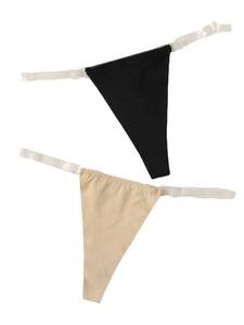 lot 91031 image: GORGLITTER Womens 2 Piece Clear Strap Thong Panties Invisible G String T-Back Black Medium