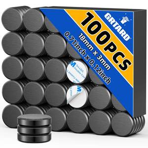 lot 91033 image: Grtard 100 Pack Small Ceramic Magnets, Strong Magnets for Crafts with Adhesive Backing, Round Disc Magnets for Refrigerator, Craft Hobbies Science Projects School Notice Boards, 0.71inch D x 0.12inch