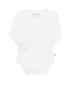 lot 91044 image: White Ruffled Long Sleeve Layering Bodysuit - 3-6m