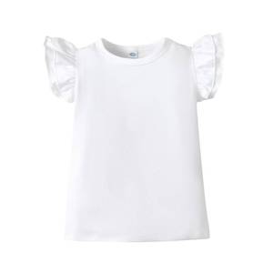lot 91062 image: ZFZDRen 12M-7Y Toddler Baby Girls T Shirt Solid Color Blouse Ruffle Top Cotton Casual Tees Plain Shirt (4-5 Years, B048)