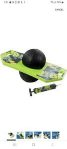 lot 1634 image: Flybar Pogo Trick Ball for Kids, Trick Bounce Board for Boys and Girls Ages 6, Up to 160 lbs, Includes Pump, Easy to Carry Handle, Durable Plastic Deck Indoor, Outdoor Toy Pogo Jumper