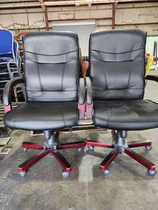 lot 45566 image: (2) Black And Wood Office Chairs
