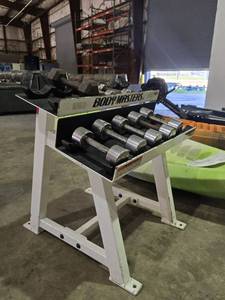 lot 34045 image: &nbspBar Bell Rack W Assorted Weights