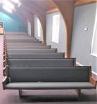 Wooden Oak 8 1/2' Pew with Upholstered Seat Great Condition