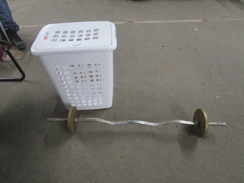 lot 1021 image: Laundry Basket and Barbell