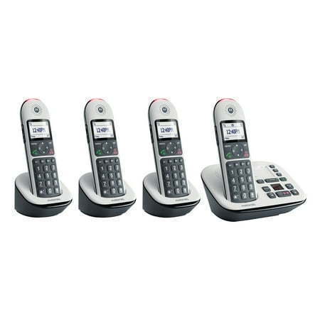 lot 3016 image: Motorola Residential DECT 6.0 Cordless Digital Phone System with Answering Machine Call Block and Volume Boost (4 Handsets) CD5014 - Retail $191.12