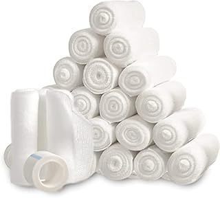 lot 3022 image: Gauze Bandage Rolls with Tape (Pack of 24) - 4 Inch x 4 Yards Stretched Gauze Bandage Breathable Gauze Wrap