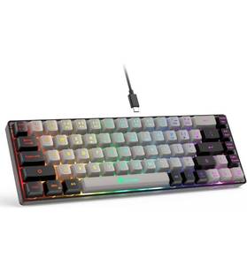 lot 3002 image: 65 Percent Gaming Keyboard, Wired Backlit Mini Keyboard, Ultra Compact Anti Ghosting No Conflict 68 Keys Membrane
