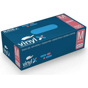 lot 3007 image: Disposable Gloves Latex-Free Clear Vinyl Gloves 100-Count Thick Powder-Free All-Purpose Gloves Dispenser Box Gloves 100 Pieces - Size Medium Glove by Ridex Medical