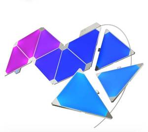 lot 3217 image: Nanoleaf Rhythm Edition WiFi Smart RGB 16M Color LED Dimmable Gaming and Home Decor Wall Lights Starter Kit (9 Panels) - Retail $250 (powers on, tested a few triangles and they work)