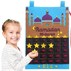 lot 91076 image: Ramadan Calendar Eid Mubarak Countdown Calendar for Kids Advent Calendar 2023 Tracker Date Ramadan Decorations Eid Gift 30 Days with 30 Star, Blue
