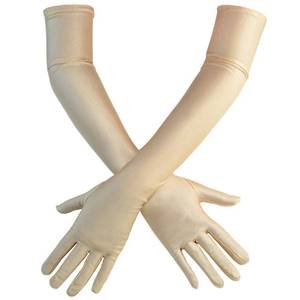 lot 91087 image: Wobe Long Opera Party 20s Satin Gloves Stretchy Adult Size Elbow Length Wedding (Champagne)