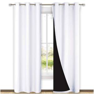 lot 91090 image: NICETOWN White Blackout Curtains 80 inches Long, Full Light Blocking Drapes with Black Liner for Nursery, Thermal Insulated Draperies for Hall, Villa (2 Pieces, 42 Wide Each Panel, Pure White)
