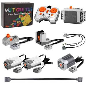 lot 91104 image: Mutcretus 9PCS Power Function Motor Set, Remote Control&Battery Pack Motor Kit, Compatible with Lego Technic Sets, New Light Gray Electric Functions Motors and Gears, Kids&Adults