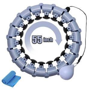 lot 91109 image: KJP Infinity Fit Hoop Plus Size Weighted Hoola Hoop for Adult Weight Loss,Infinity Exercise Hoola Hoops for Women,Workout Smart Hoop with Yoga Towel Gray Black