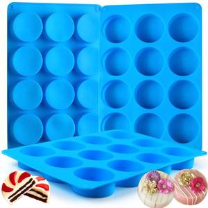 lot 91111 image: Sidosir 3Pcs Oreo Cookie Chocolate Silicone Mold, 12-Cavity Round Cylinder Oreo Chocolate Cover Molds for Candy, Silicone Baking Molds for Mini Cakes, Jelly