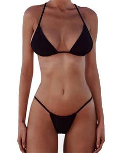 lot 91139 image: XUNYU Women Bikini Set Bandage Solid Brazilian Swimsuit Two Pieces Padded Thong Bathing Suits Sexy String Swimwear M