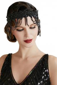 lot 91141 image: BABEYOND 1920s Flapper Headpiece Roaring 20s Headband Great Gatsby Headband Chain for Women Vintage Hair Accessory