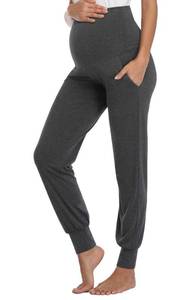 lot 91164 image: AMPOSH Womens Maternity Pants Stretchy Lounge Workout Pants Casual Loose Comfy Pregnancy Joggers with Pockets(Dark Heather Gray, M)