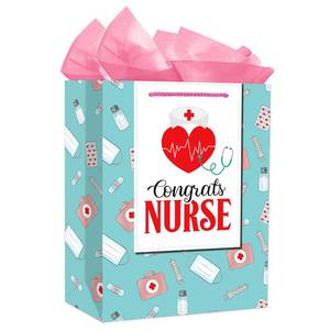 lot 86614 image: PETCEE Nurse Graduation Gifts Bag - Congrats Nurses Gift Bag with Tissue Paper 11.5 Large Nursing for Grads Medical School Graduates Social Worker Party Supplies