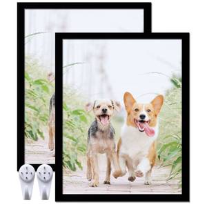 lot 86629 image: icariery Black 11x14 Picture Frame Set of 2, High Transparent Picture Frames for 11 x 14 Canvas Collage Photo Poster Certificate Wall Gallery Horizontal Vertical 11 By 14