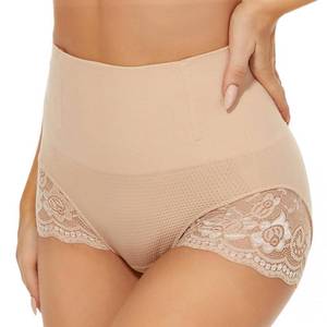 lot 86637 image: SURE YOU LIKE Tummy Control Shapewear for Women Lace Mid Waisted Underwear Body Shaper Panties (Beige, Large)