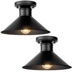 lot 86651 image: Brightever 2-Pack Industrial Semi Flush Mount Ceiling Lights, Matte Black Farmhouse Light Fixtures, Close to Ceiling Lights for Kitchen, Laundry Room, Entryway, Hallway E26 Base, Bulb not Included