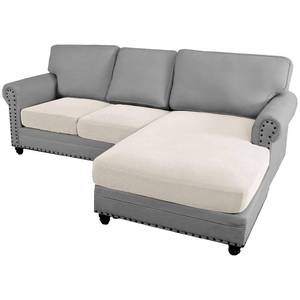 lot 86659 image: H.VERSAILTEX Sectional Couch Covers 3 Pieces Sofa Seat Cushion Covers L Shape Separate Cushion Couch Chaise Cover for Both LeftRight Sectional Couch (Seat Only 1 Chaise  2 Sofa, Ivory)