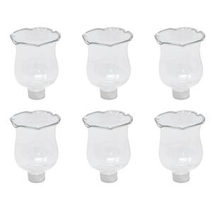 lot 86678 image: Clear Glass Votive Cups with Peg 6 Pack, Tulip Votive for Candelabra Candle Holder, Home Interior Candle Sconce Glass Replacement Parts, Shabbat Candle Glass Oil Lamp, 4Es Novelty (2.75 Tall)
