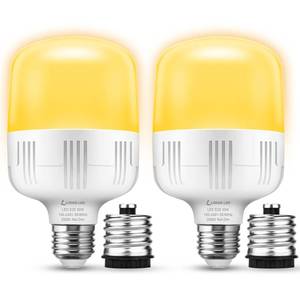 lot 86756 image: LOHAS Yellow LED Bug Light Bulbs Outdoor, 30W(250-300W Equiv.) Bug Lights Outside, 2000K 3400LM E26 Amber Porch Light, Non-Attracting, E39 Adapter, for Warehouse, Garage, Patio, Deck, Backyard, 2 Pack