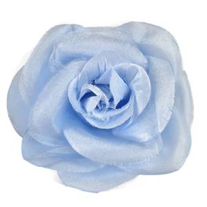 lot 86758 image: Womens Multifunction Large Rose Flower Sheer Petal Brooch Pin Hair Tie Clip, Light Blue