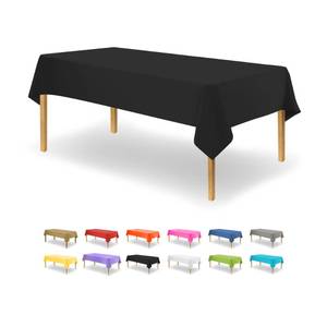 lot 86763 image: Party Dimensions Black Tablecloth Disposable Plastic Table Cover for Rectangle Tables (12 Pack) Premium Plastic Table Cloths for Parties, Events & Weddings, IndoorsOutdoors, 54x108