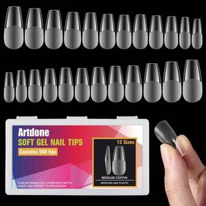 lot 86772 image: Artdone Fake Nail Tips 500pcs Medium Coffin Half Matte Acrylic Press On Nails False Artificial For Nail Extension DIY Nail Salons and DIY Nail Art Press on Nail Tips Kit�