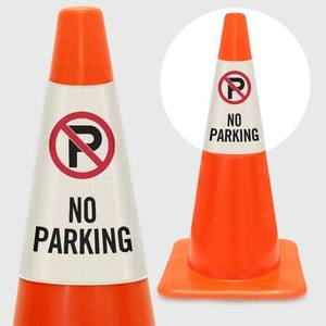lot 86786 image: SmartSign No Parking Cone Message Sleeve, Bright Reflective, Made in USA Cone Not Included