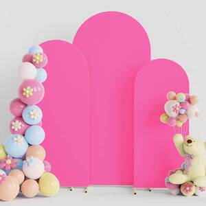 lot 86787 image: Putros Wedding Arch Cover Set of 3 Fushia Spandex Fitted Arch Cover for Round Top Chiara Backdrop Stand Covers for Wedding Birthday Party Decoration 4FT, 5FT, 6FT