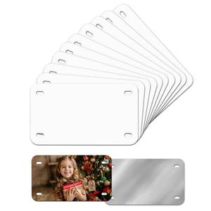 lot 86789 image: 7x410 Pack Sublimation License Plate Blanks, White Mini Heat Thermal Transfer Sheet DIY Picture, Metal Aluminum Custom License Plate Tag for Kids Toy Car, Golf Cart Accessories, Bike and Mopeds