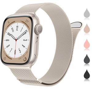 lot 86806 image: Marge Plus Compatible with Apple Watch Band Series 9, Ultra 2, SE, Ultra 8 7 6 5 4 3 2 1 38mm 40mm 41mm 42mm 44mm 45mm 49mm Women and Men, Stainless Steel Mesh Loop Magnetic Clasp Replacement for