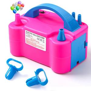 lot 86811 image: Voircoloria Balloon Pump Electric, Portable Automatic Dual Nozzle Inflator 110V 600W with Tying Tools for Birthday Gender Reveal Baby Shower Balloons Party Decorations(Rose Red)