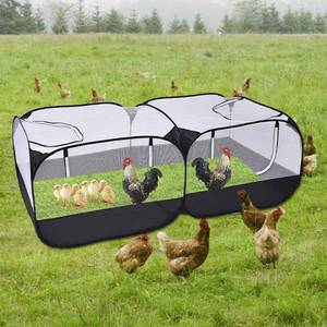lot 86815 image: Jhua Pet Playpen for Small Animals, Portable Chicken Run with Cover, Foldable Chicken Coop Outdoor, Play Pens for Small Pets with Transparent Mesh Walls Suitable for Chicken Duck Puppy Cat Rabbit