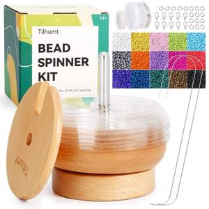 lot 86821 image: Tilhumt Bead Spinner Kit with 5 Quick Changed Bowls, 4.4 Clay Bead Spinner with 15,000 Beads (15 Colors) and 2 Big Eye Needles, Beading Supplies for Jewelry Making