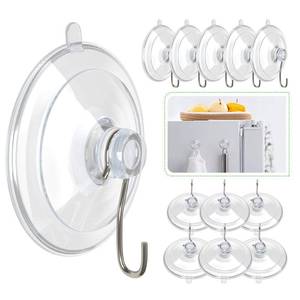 lot 86822 image: HangerSpace Suction Cup Hooks, 1.77 Inches Clear PVC Suction Cups with Metal Hooks Removable Small Suction Cups for Kitchen Bathroom Shower Wall Window Glass Door - 12 Pack