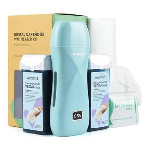 lot 86823 image: Waxkiss Waxing Kit for Hair Removal, Roll On Wax Kit with Digital Heater, Soft Waxing Kit for Sensitive Skin, Includes 2 Cartridges, 12 Wipes, 1 Pair Gloves and 100pcs Wax Strips