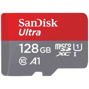 lot 86825 image: SanDisk 128GB Ultra microSDXC UHS-I Memory Card with Adapter - Up to 140MBs, C10, U1, Full HD, A1, MicroSD Card - SDSQUAB-128G-GN6MA New Version