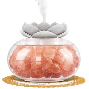 lot 86830 image: Essential Oil Diffusers Aromatherapy Diffuser Vyaime Salt Lamp Diffuser for Home Bedroom Office, Pink Crystal Himalayan Cute Lotus Auto Shut-Off 7 Colors LED Night Light - White