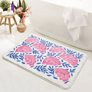 lot 86844 image: SHIYUE Cute Bath Mat for Bathroom Rugs, Ultra Soft and Fluffy Microfiber Water Absorption Non Slip Mat for Bedroom Kitchen Bathroom Toilet Floors(1826 Pink Flower)