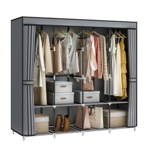 lot 86851 image: MOGELAFOO 67 Inch Large Capacity Portable Closet Wardrobe with Non-Woven Fabric Cover, 4 Hanging Rods, 8 Shelves - Grey Clothes Storage Organizer for Hanging Clothes